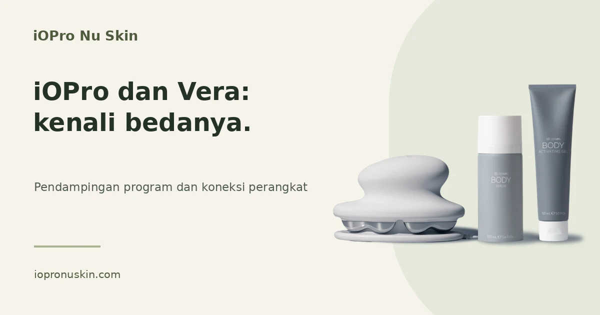 Perbedaan pendampingan program melalui aplikasi iOPro dan koneksi perangkat melalui Nu Skin Vera