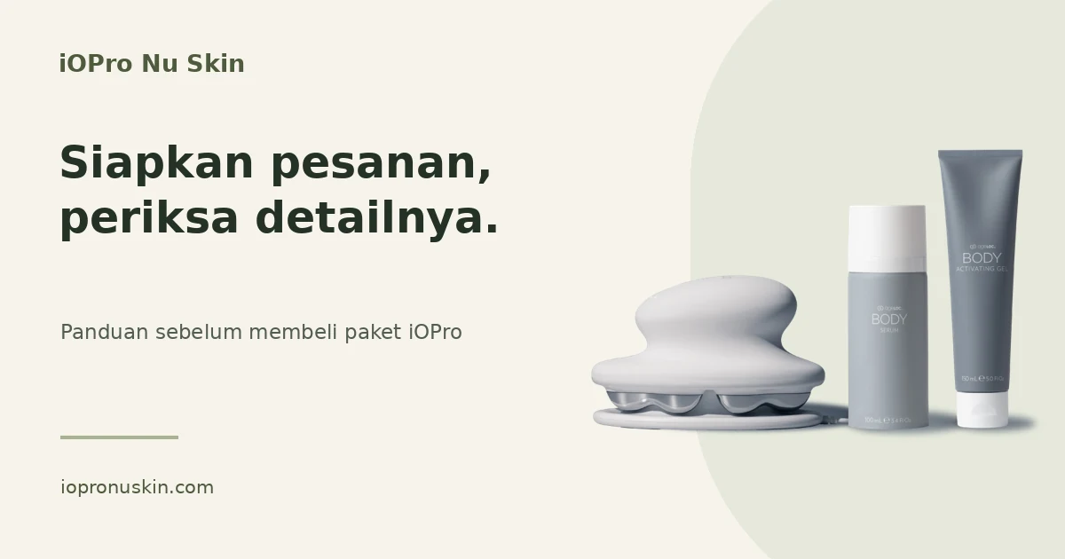 Persiapan pesanan dan pemeriksaan rincian paket iOPro sebelum membeli